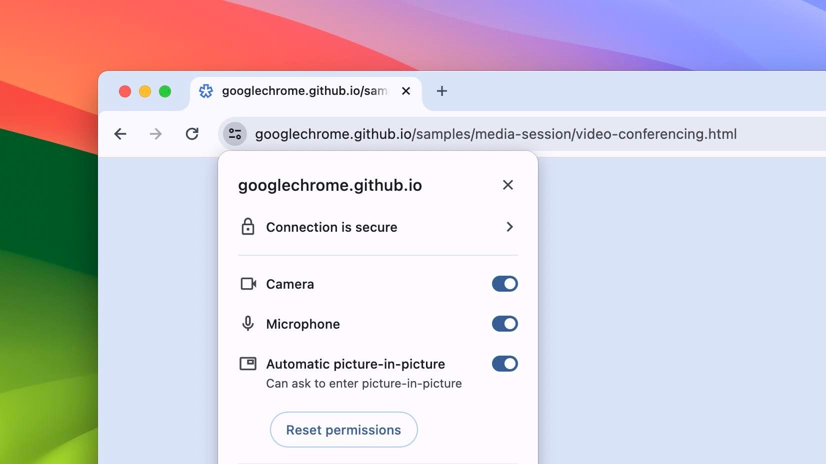 Chrome Tarayıcı site bilgileri bölmesinde otomatik pencere içinde pencere ayarı.