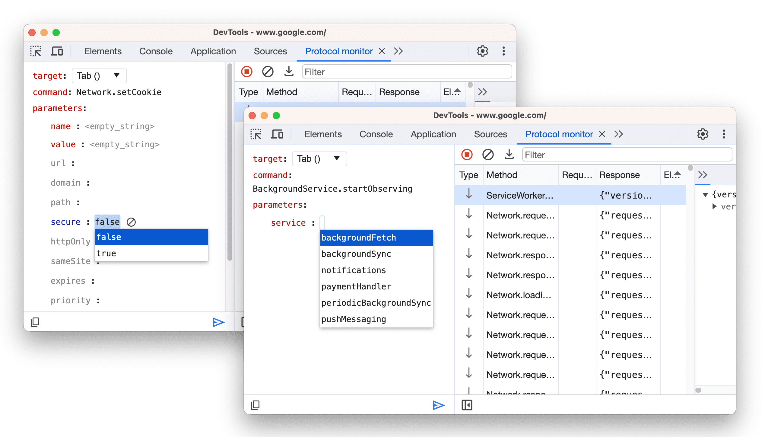 Menus déroulants &quot;booléen&quot; et &quot;énumération&quot;.