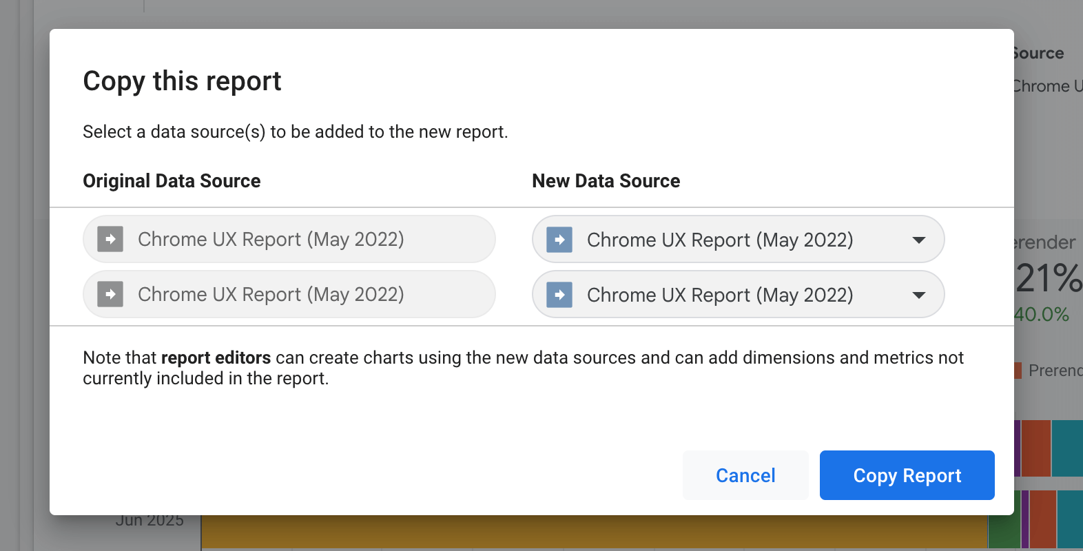 گفتگویی که به کاربر امکان می دهد منابع داده را نقشه برداری کند.
