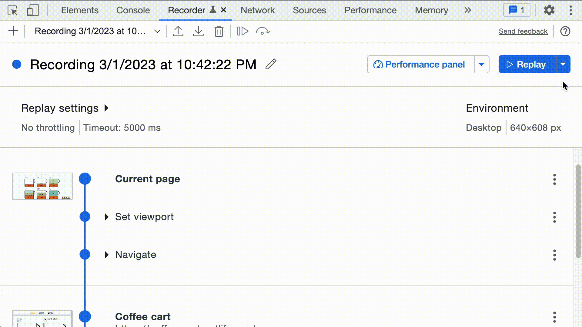 Replay extensions allow the extensions to add a panel to DevTools to configure replay and display replay results.