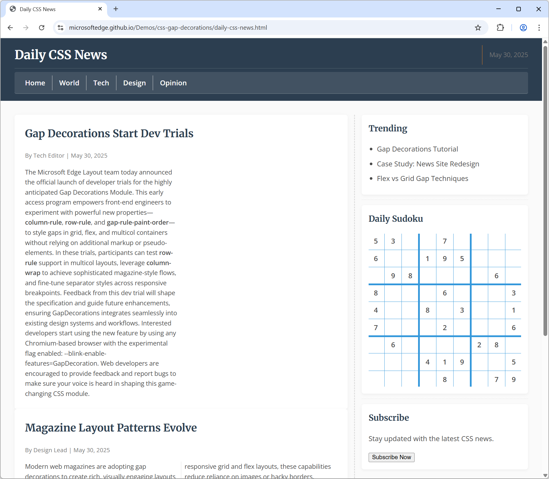 Dergi stilinde bir düzen.