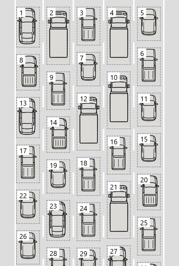 Demo using vehicles queuing in lanes to demonstrate the layout.