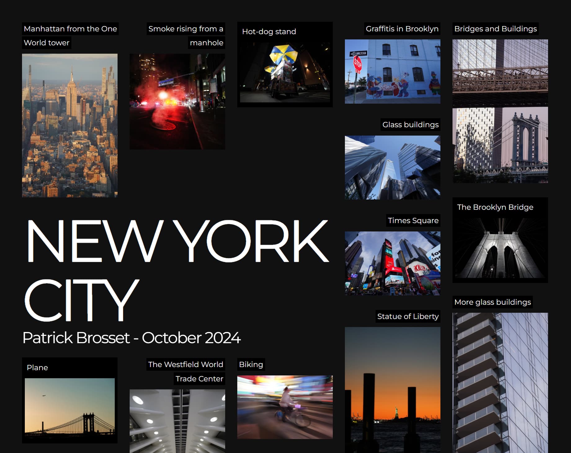 ऐसी गैलरी जिसमें टाइटल, कॉलम में फैला होता है.