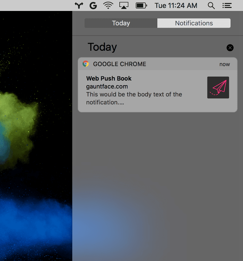 Notifikasi Google Chrome akan ditampilkan di pusat notifikasi macOS