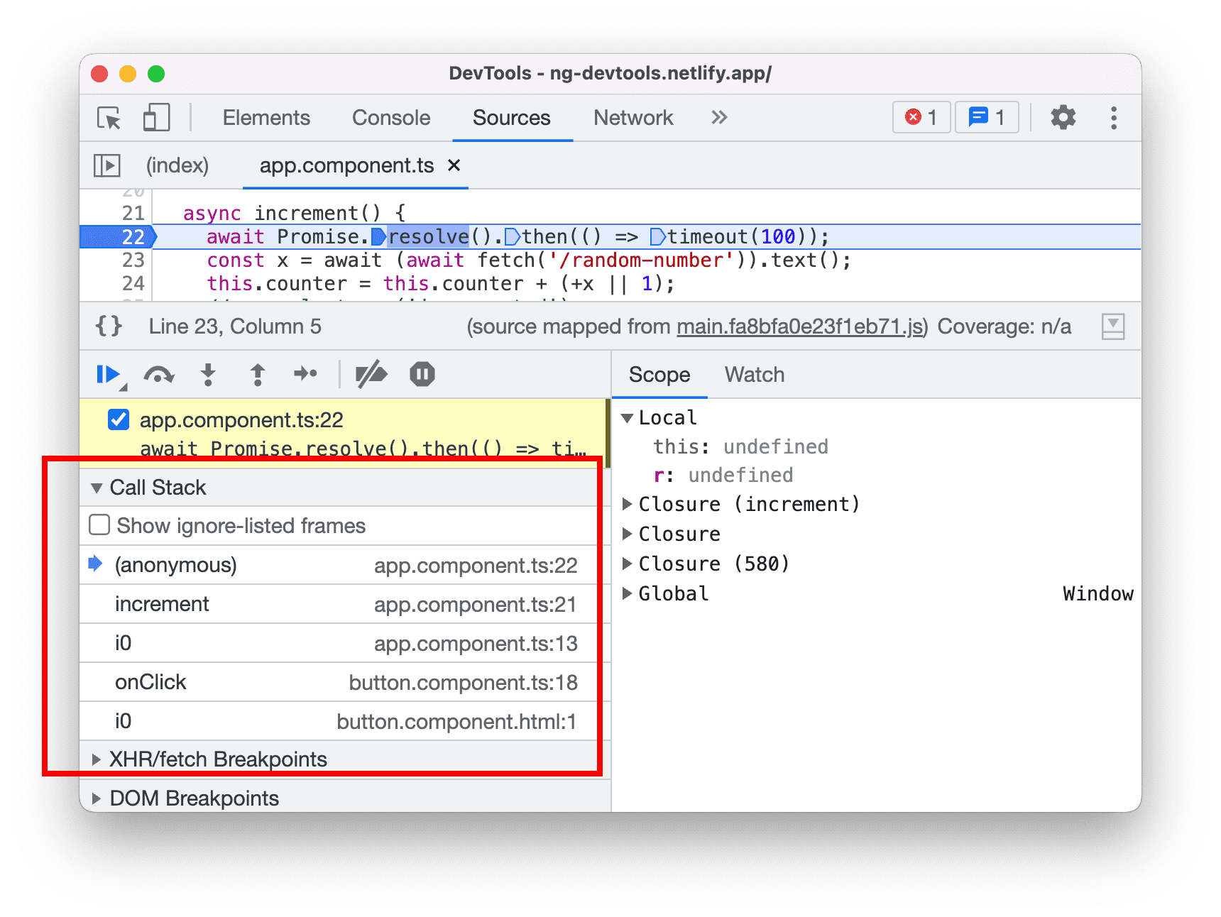 Staccata chiamate migliorata durante il debug