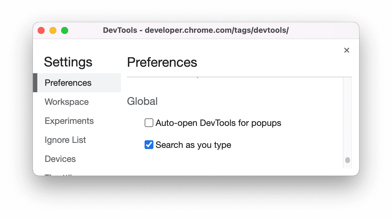 Ustawienie wyszukiwania w trakcie pisania.