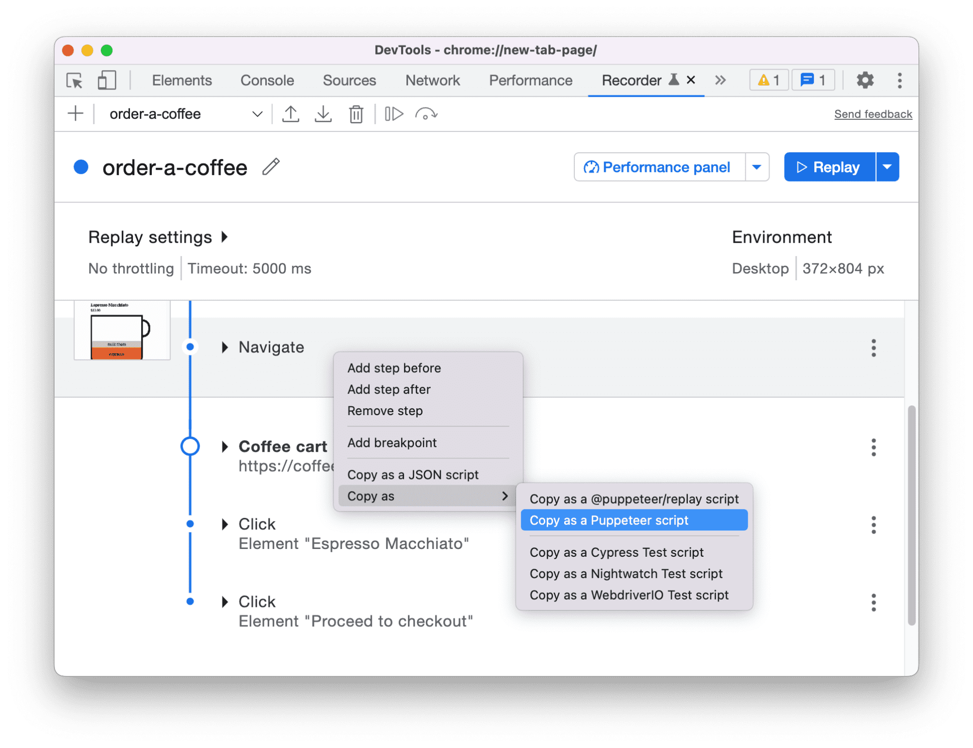 New copy options in the Recorder panel.