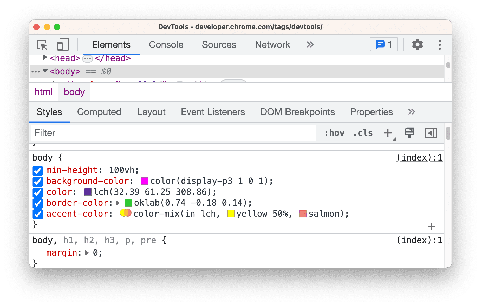 CSS renk tanımları örnekleri.