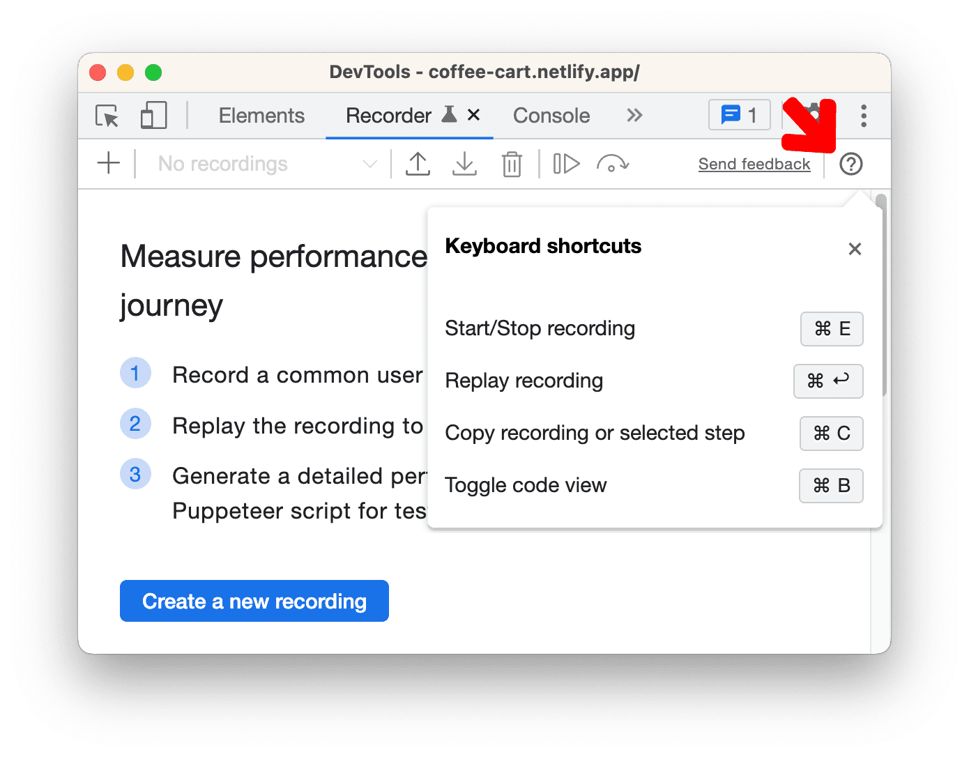 The Recorder shortcuts.