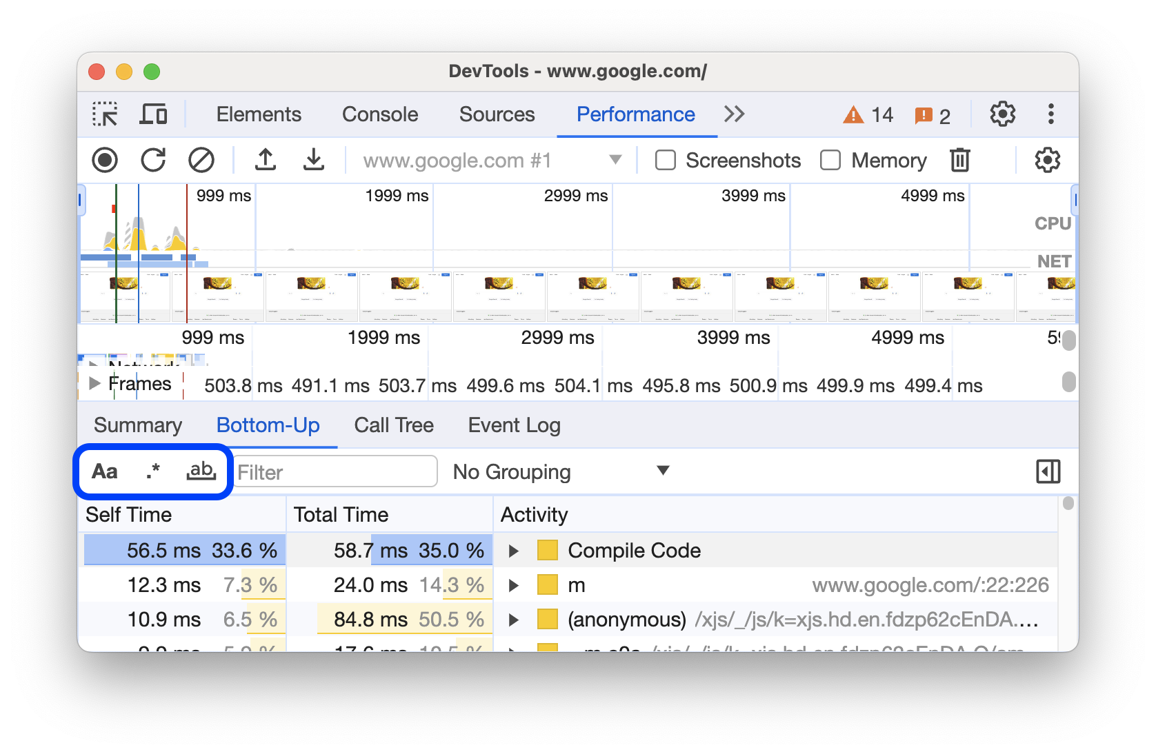 高度なフィルタリング用の 3 つの新しいボタン。