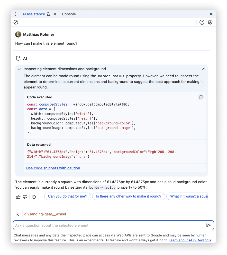 แผงความช่วยเหลือจาก AI แบบใหม่ซึ่งตอบกลับพรอมต์