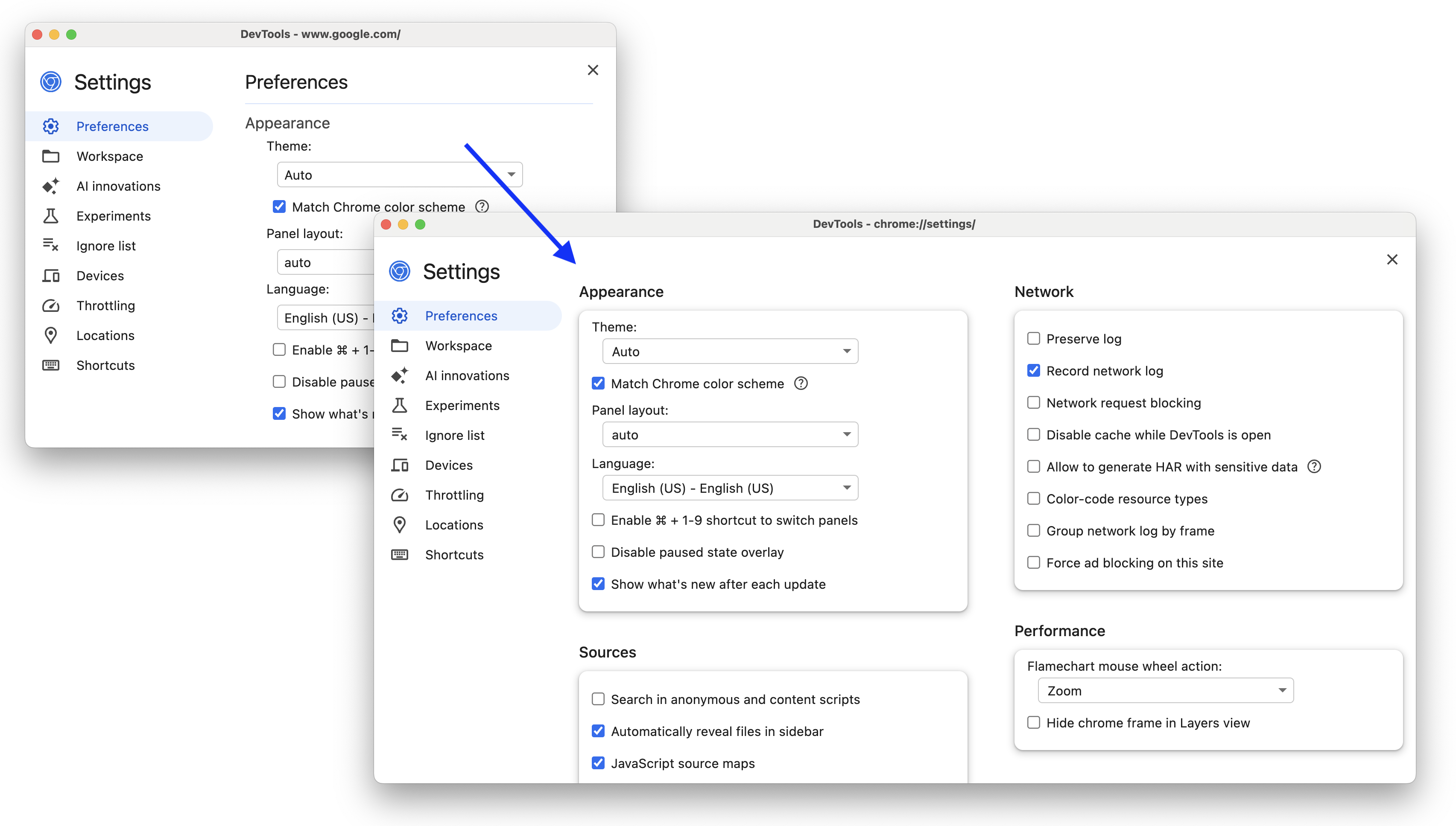 सेक्शन को 'कार्ड' में अलग-अलग करने से पहले और बाद की इमेज.