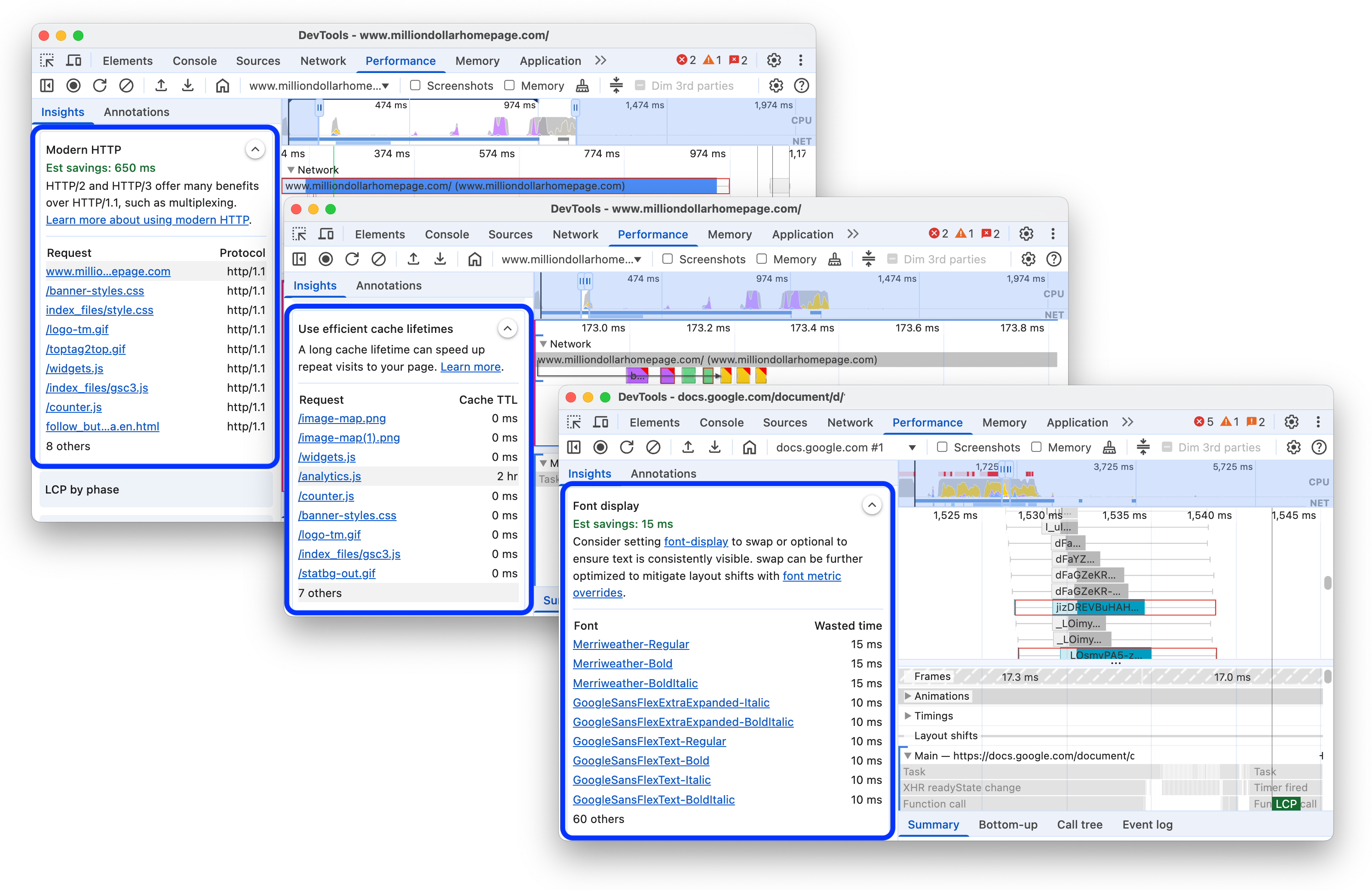 Tiga insight baru di tab Insight.