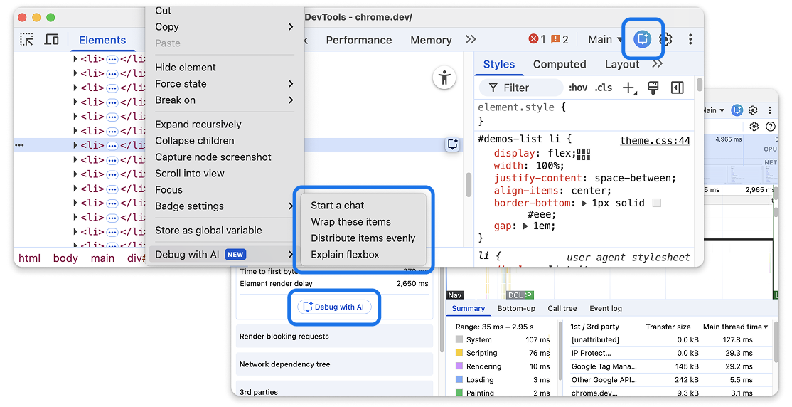 Titik entri baru untuk bantuan AI di seluruh DevTools