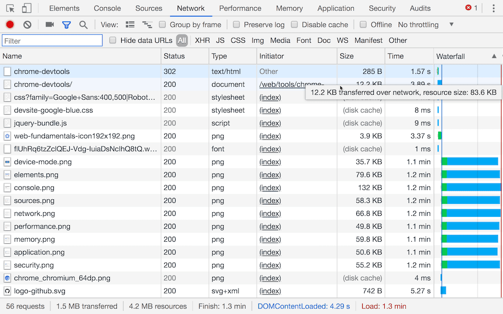 Passe o cursor sobre a coluna &quot;Tamanho&quot; para conferir o tamanho descompactado de um recurso.