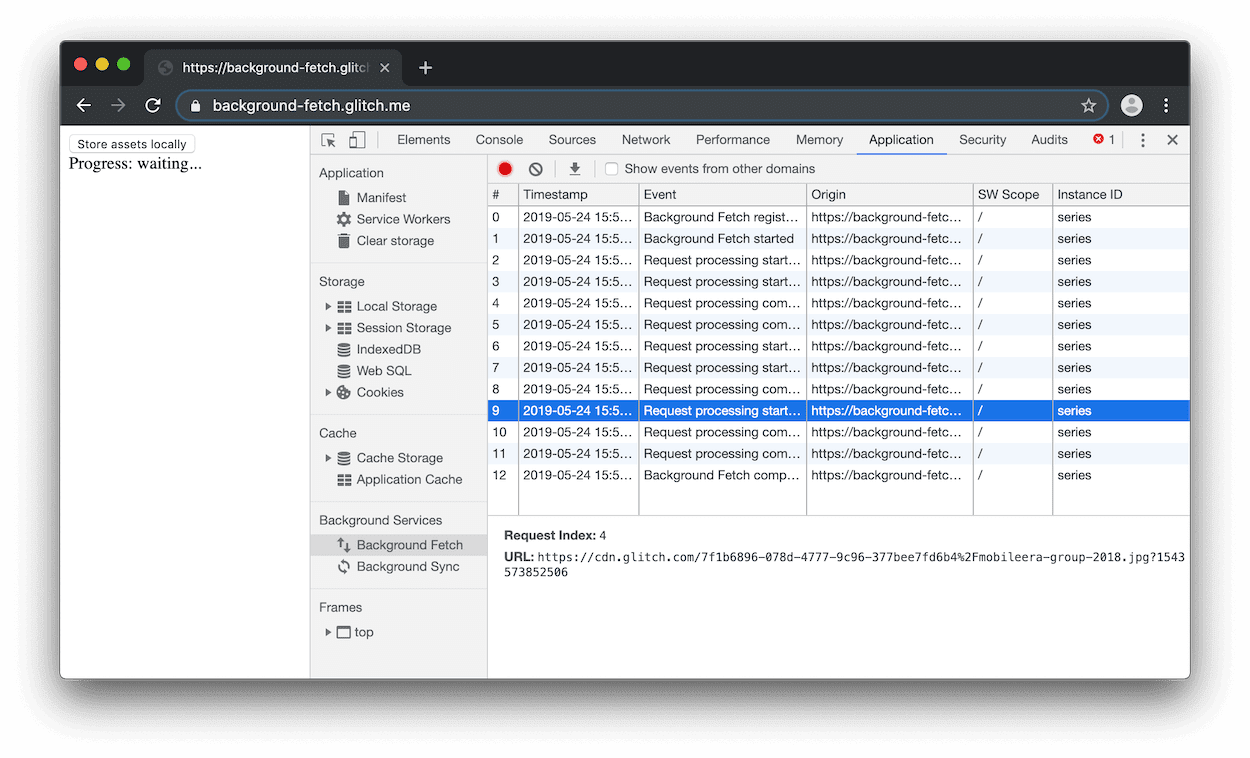 لوحة "استرجاع البيانات في الخلفية"