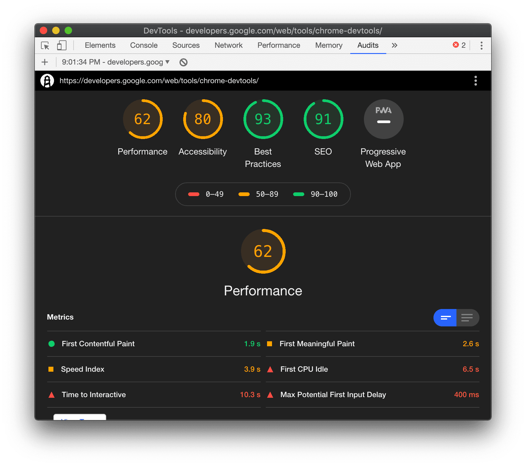 Nouvelle interface utilisateur du panneau &quot;Audits&quot;.