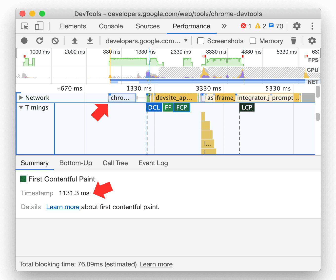 Aligner le timing de navigation dans le panneau &quot;Performances&quot;