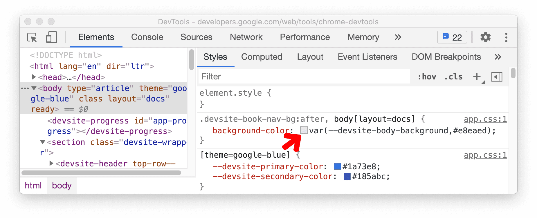 自訂 CSS 屬性適用的顏色挑選器