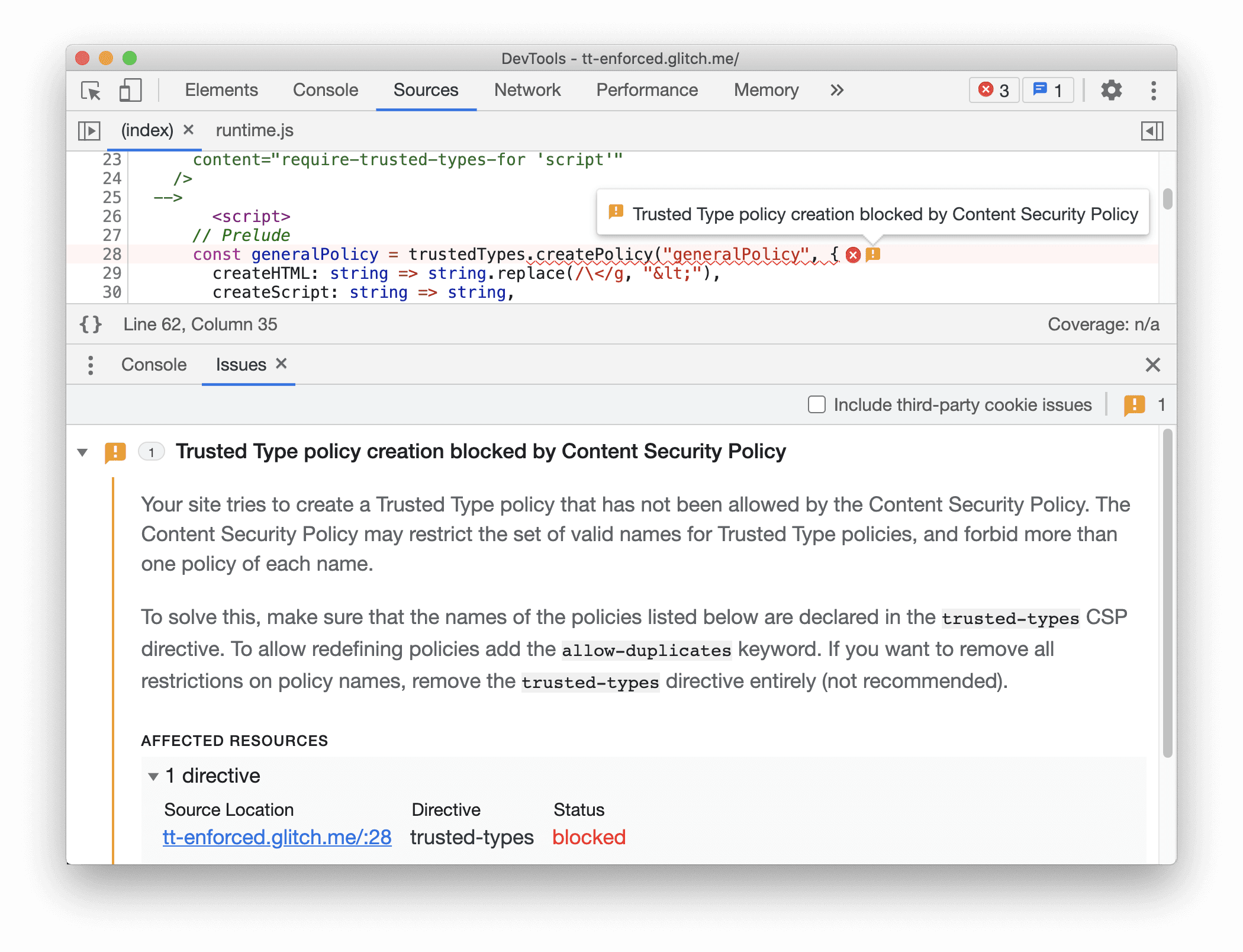 ربط المشكلة في لوحة "المصادر" بعلامة التبويب "المشاكل"