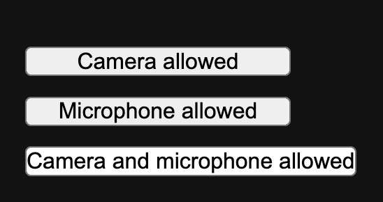 Permission buttons with the texts