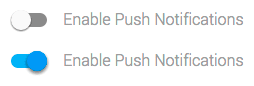 ตัวอย่าง UX การรับส่งข้อความ Push ที่เปิดและปิดใช้ใน Chrome