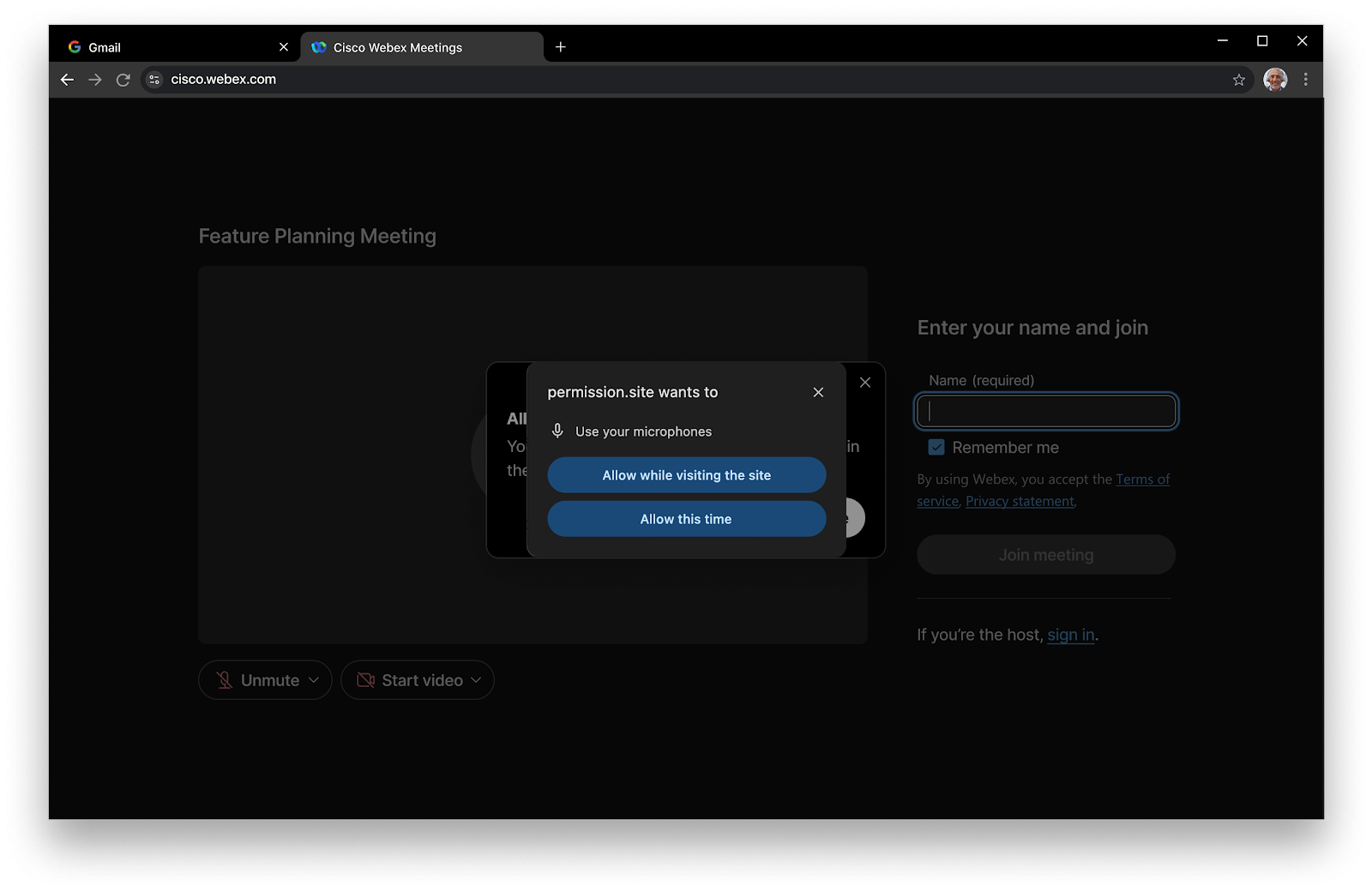 Toestemmingsprompt met de optie 'Eenmalig toestaan'.