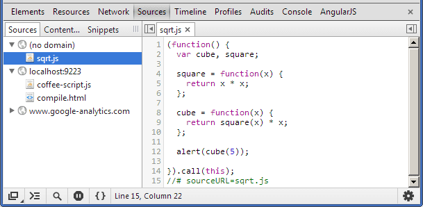 Aperçu du commentaire spécial sourceURL dans les outils de développement