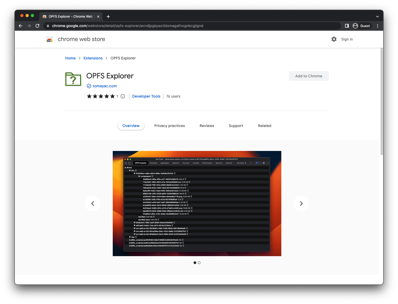 OPFS Explorer na Chrome Web Store.