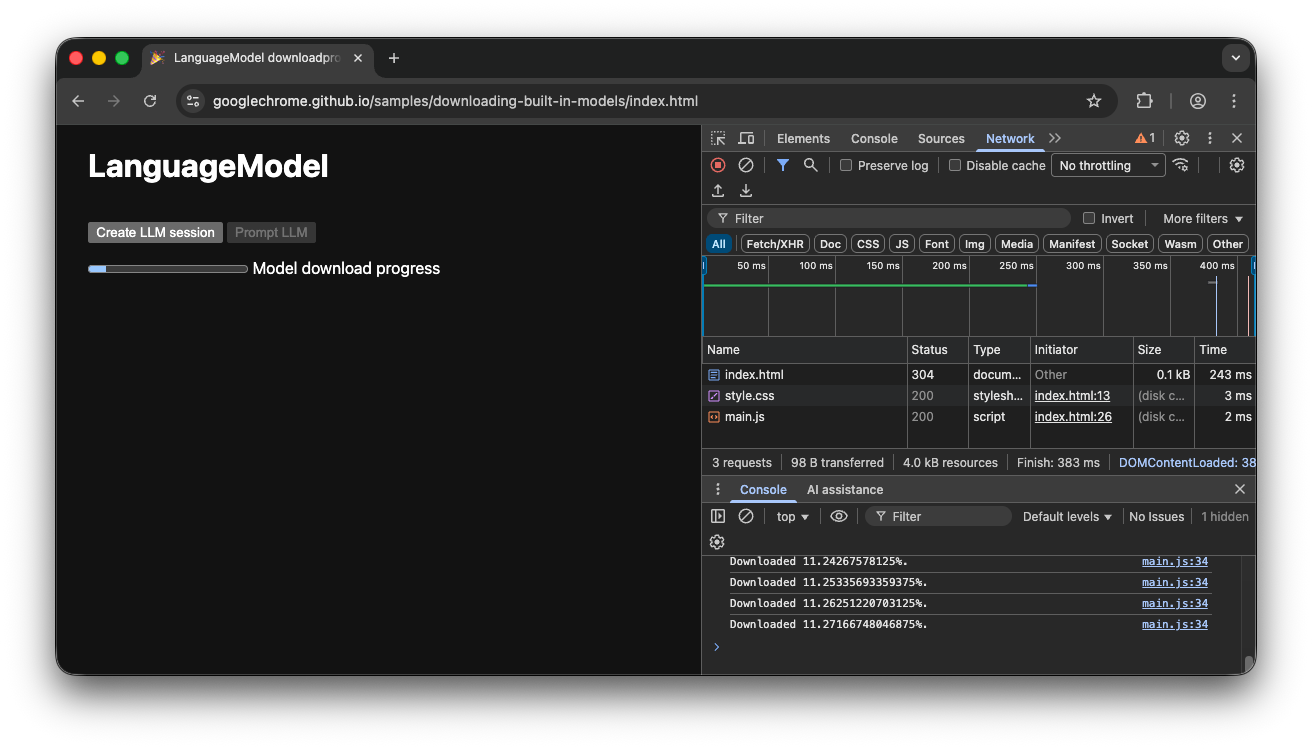 下載內建模型時,您還無法使用應用程式。