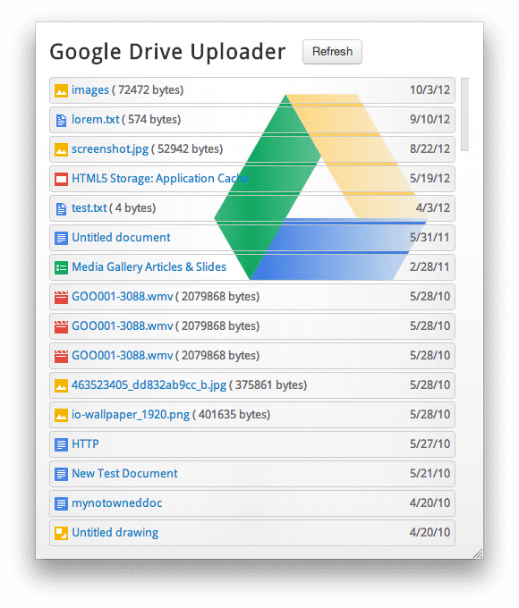 Pengupload Google Drive dengan ikon file