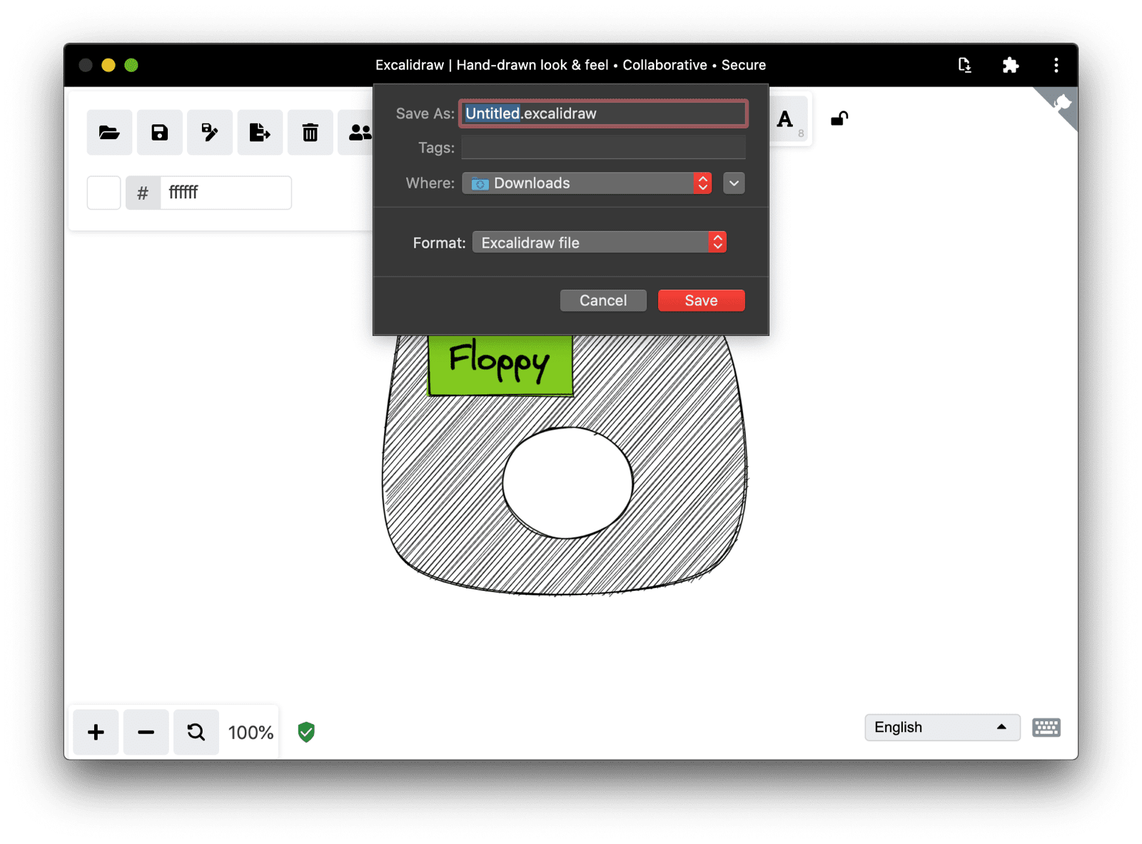 Saving the modifications to a new Excalidraw drawing file.