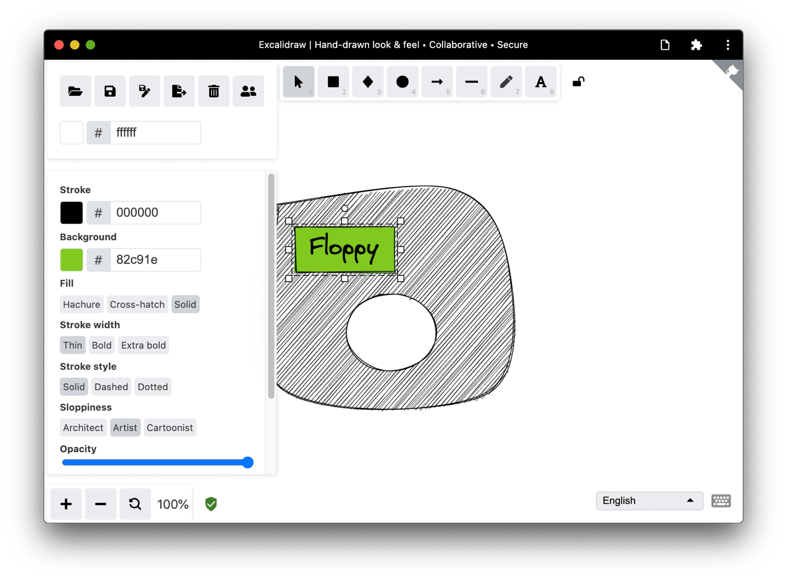 パソコン版 Chrome で変更した Excalidraw の描画。