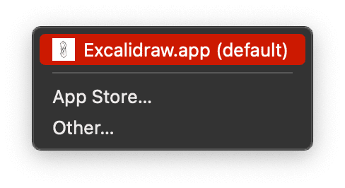 Menu konteks yang muncul saat mengklik kanan file dengan item Buka dengan… Excalidraw ditandai.