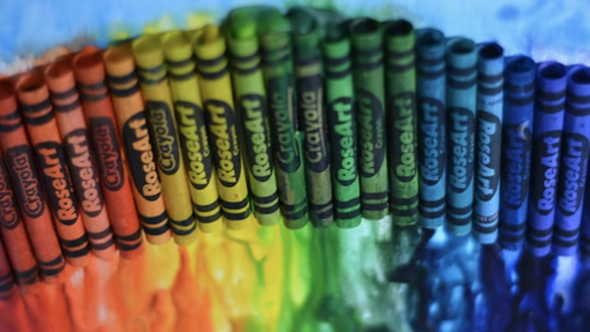 Image colorée de crayons fondus, sans simulation de déficience de la vision des couleurs