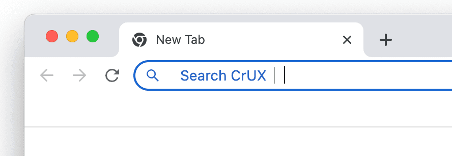 Barra de endereço do Chrome mostrando o comando &quot;Search CrUX&quot;.