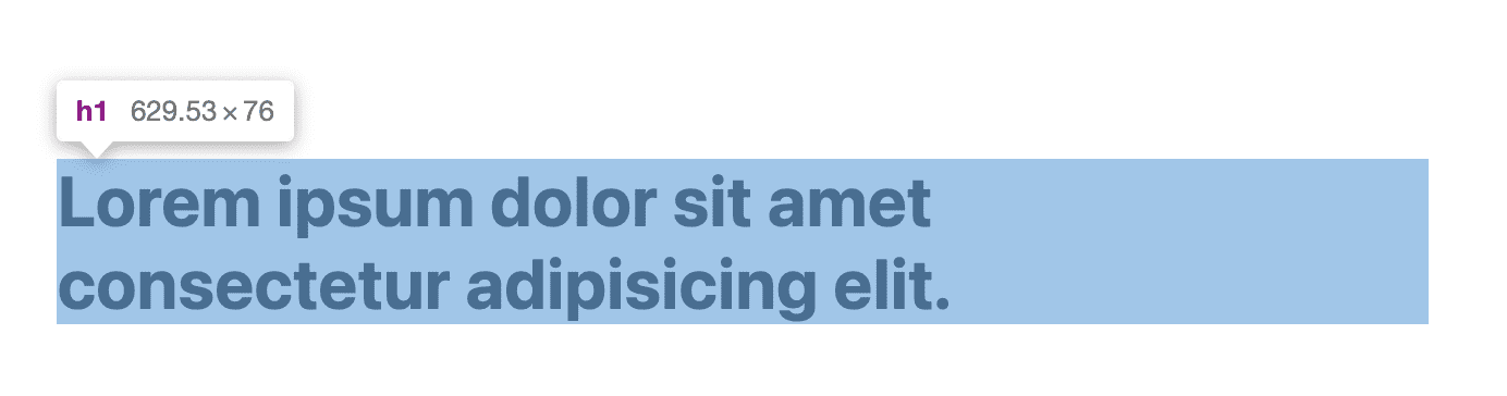 O título é destacado como nas versões anteriores do DevTools, mas desta vez não ocupa toda a largura. Ele começou uma nova linha antes do fim e, portanto, é um bloco de texto equilibrado.