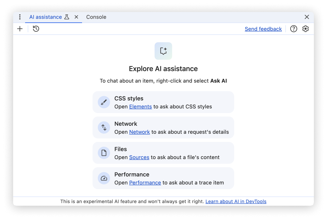 Panel bantuan AI terbuka dalam status default.