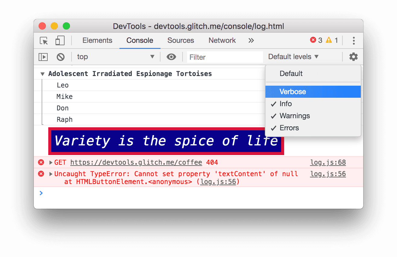 فعال کردن سطح Log Verbose.