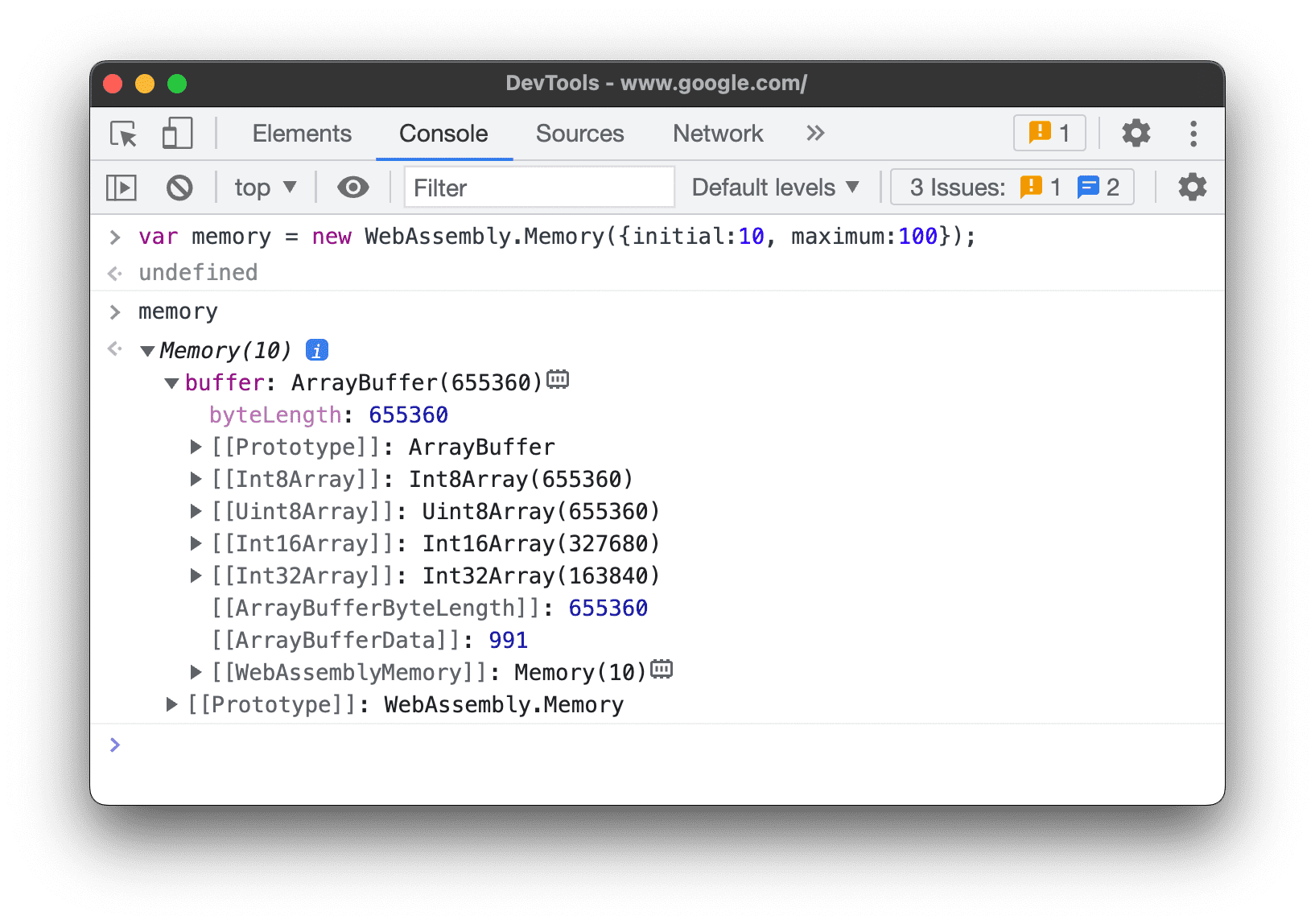 Obiekt WebAssemblyMemory.