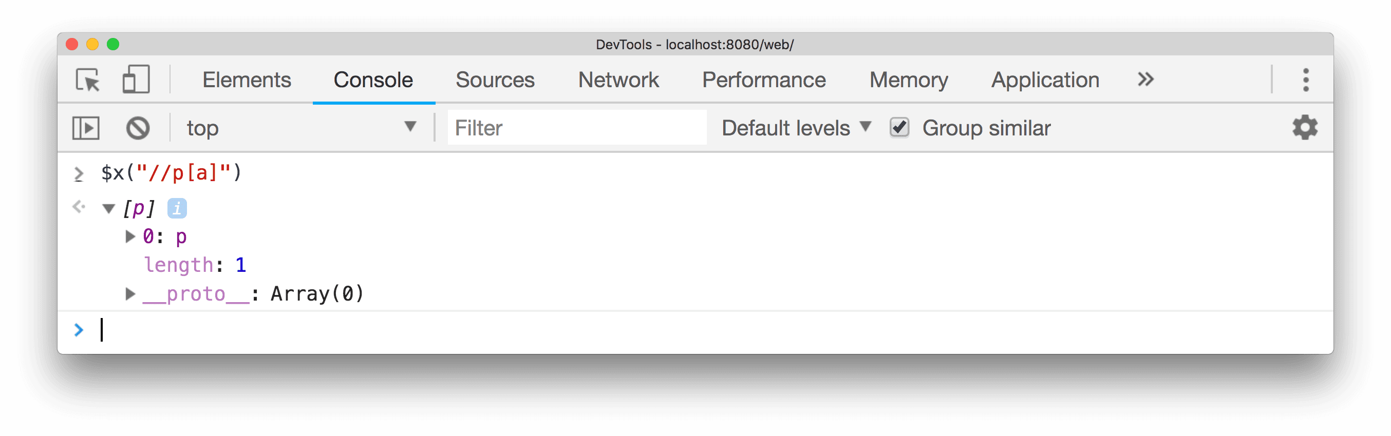 Voorbeeld van het gebruik van een ingewikkeldere XPath-selector.