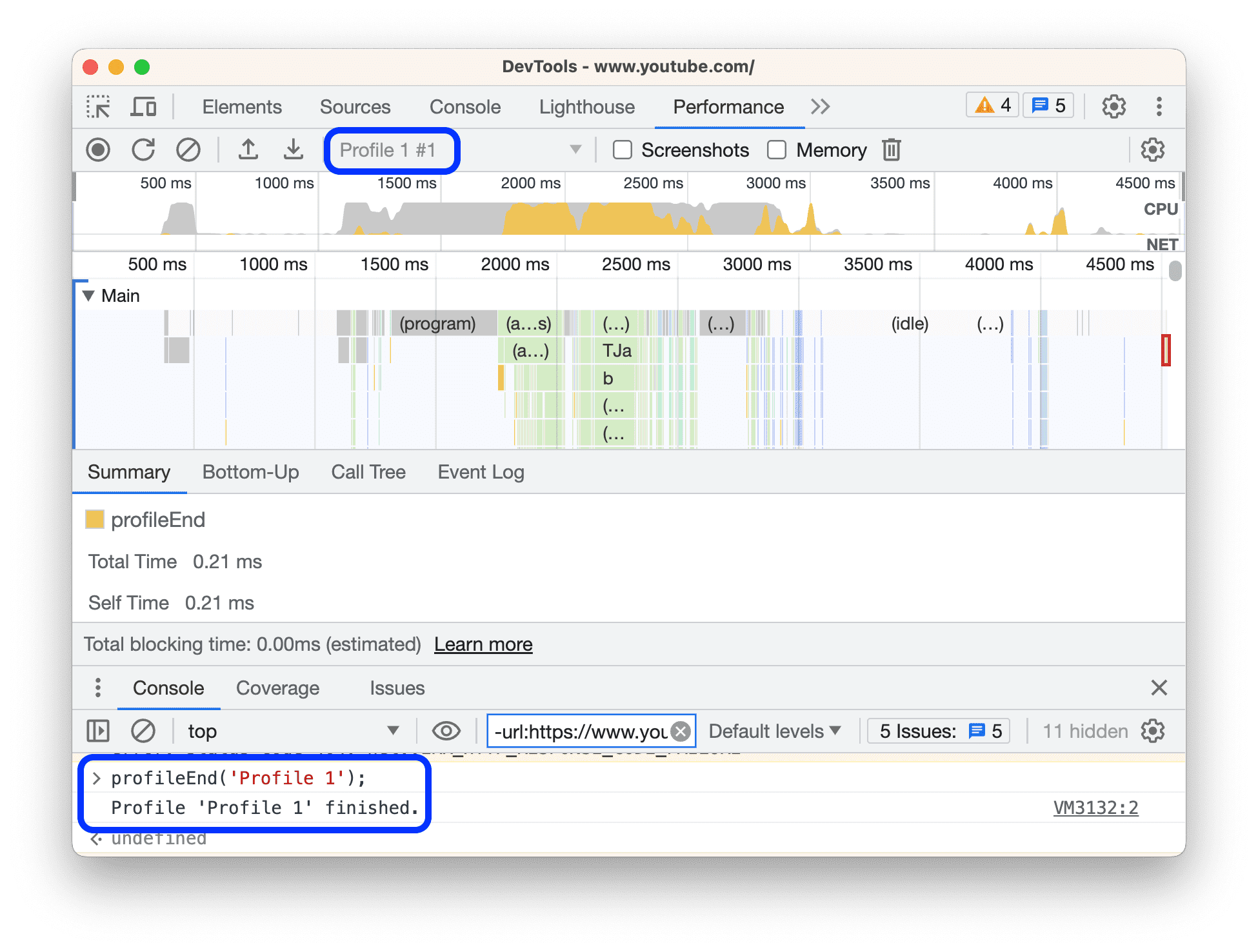 פרופיל 1 בטראק הראשי של הביצועים.