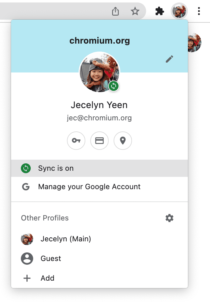 Chrome 設定檔同步功能。