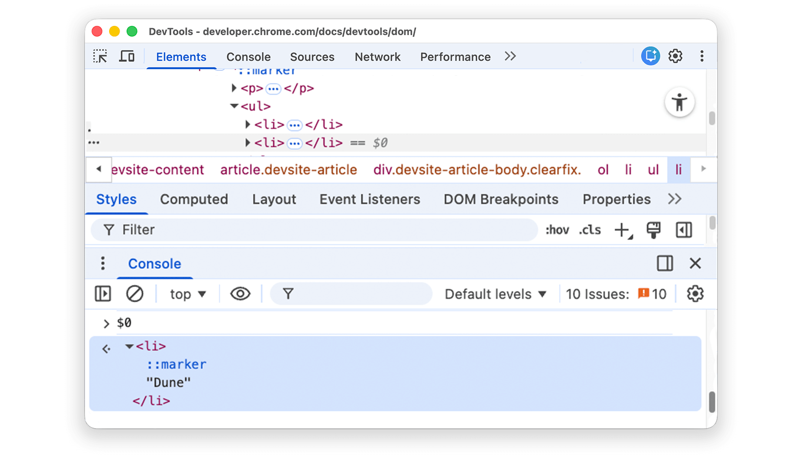 Kết quả của biểu thức $0 thứ hai trong Bảng điều khiển.