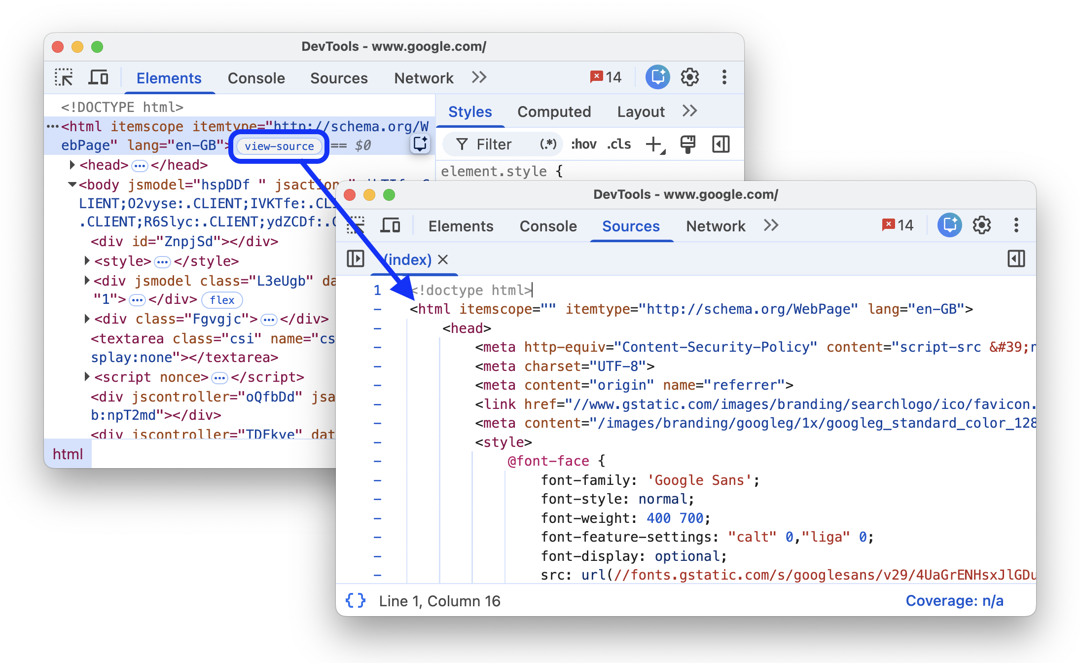 「查看來源」徽章。