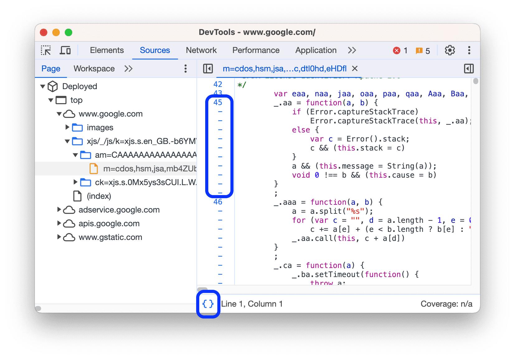 Une longue ligne de code mise en forme sur plusieurs lignes, avec le signe &#39;-&#39; pour indiquer la continuation de la ligne.