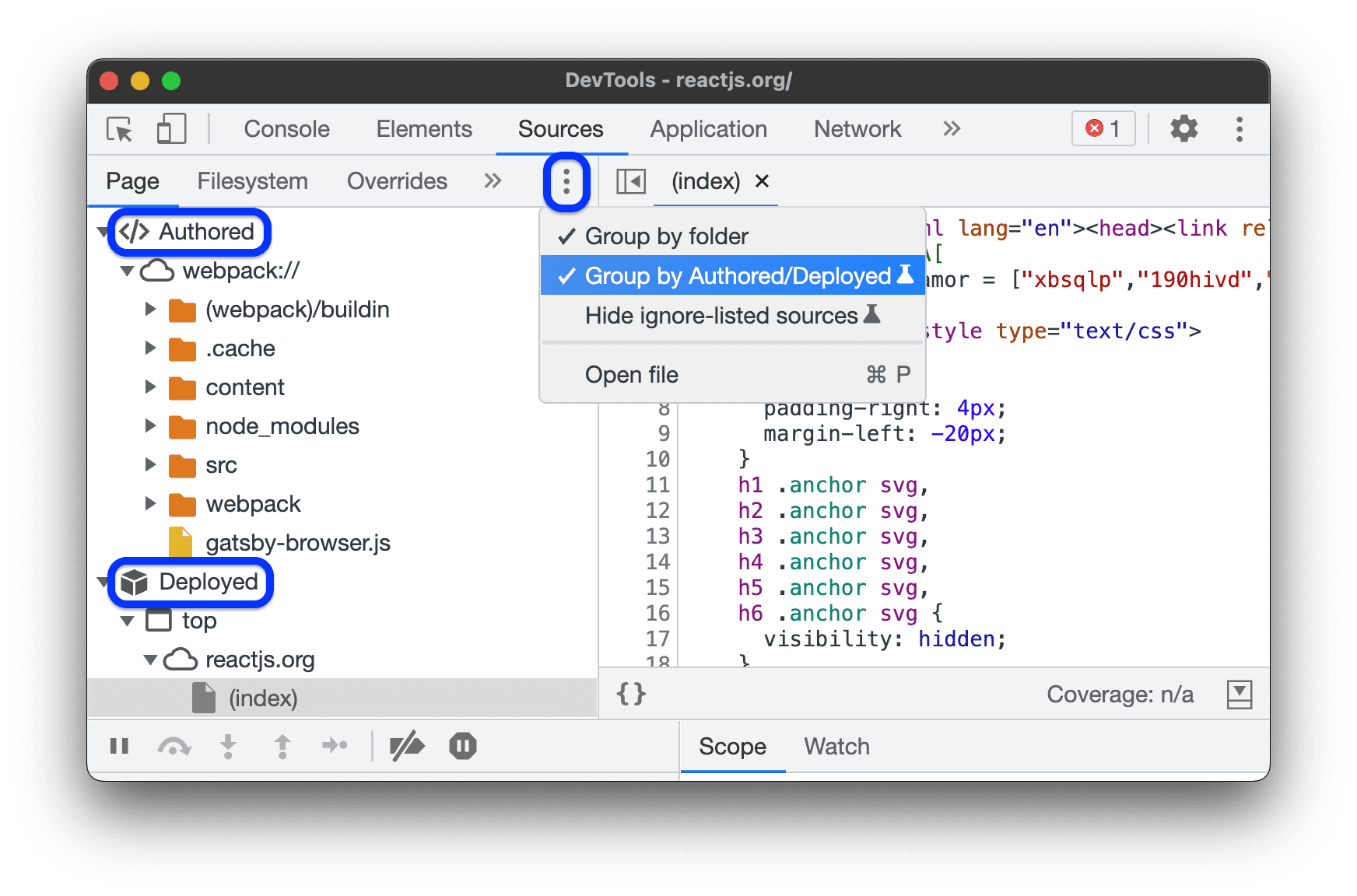 作成元 / デプロイ元別にファイルをグループ化。