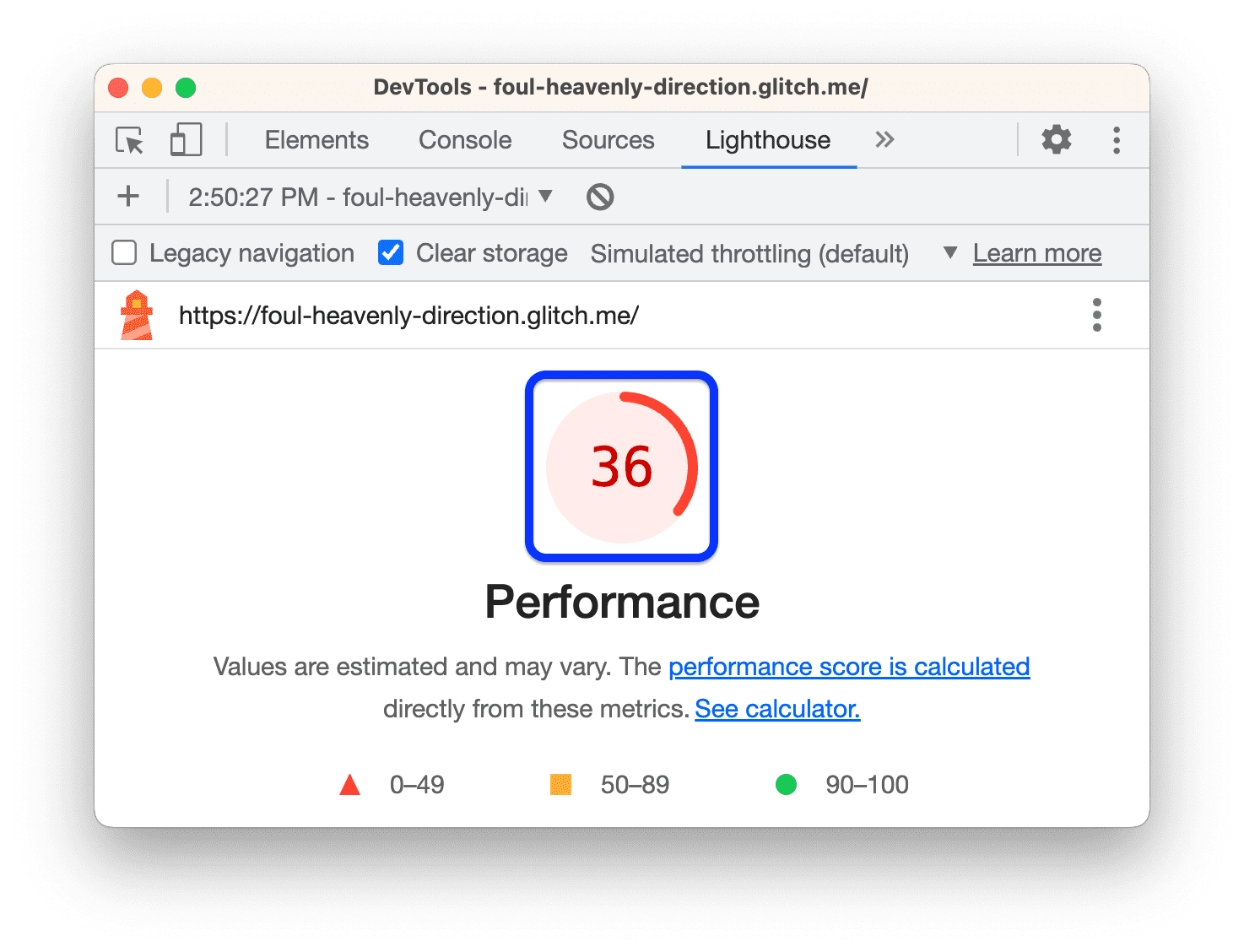 Skor performa secara keseluruhan.