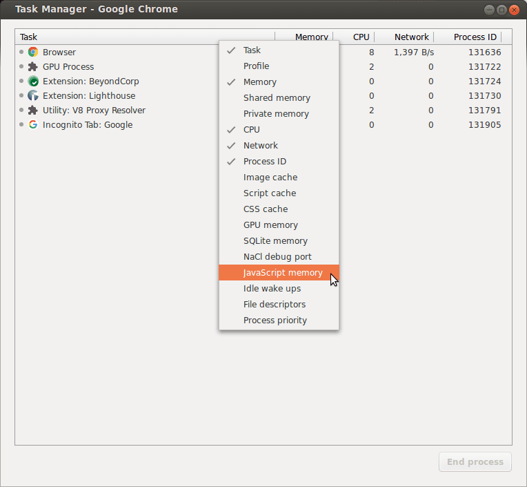 Enabling JS memory