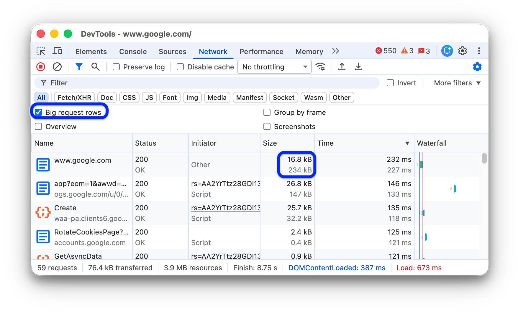 An example of uncompressed resources.